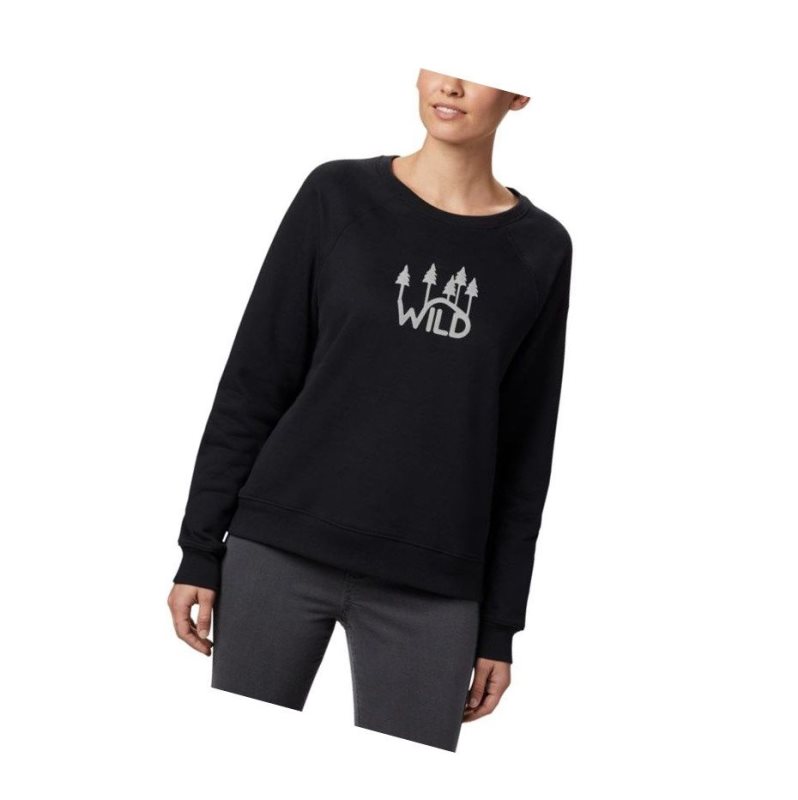 Bluza Columbia Hart Mountain Long Sleeve Graphic Crew Damskie Czarne | 65TFLONCD