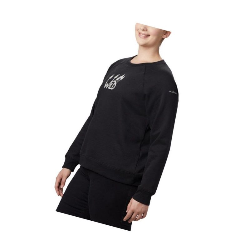 Bluza Columbia Hart Mountain Long Sleeve Graphic Crew Plus Size Damskie Czarne | 15KZFQEDS