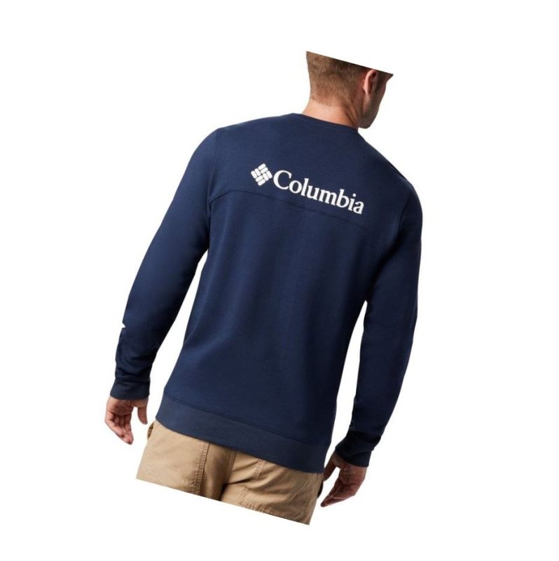 Bluza Columbia Lodge Double Knit Męskie Granatowe Białe | 45WDXKHFI