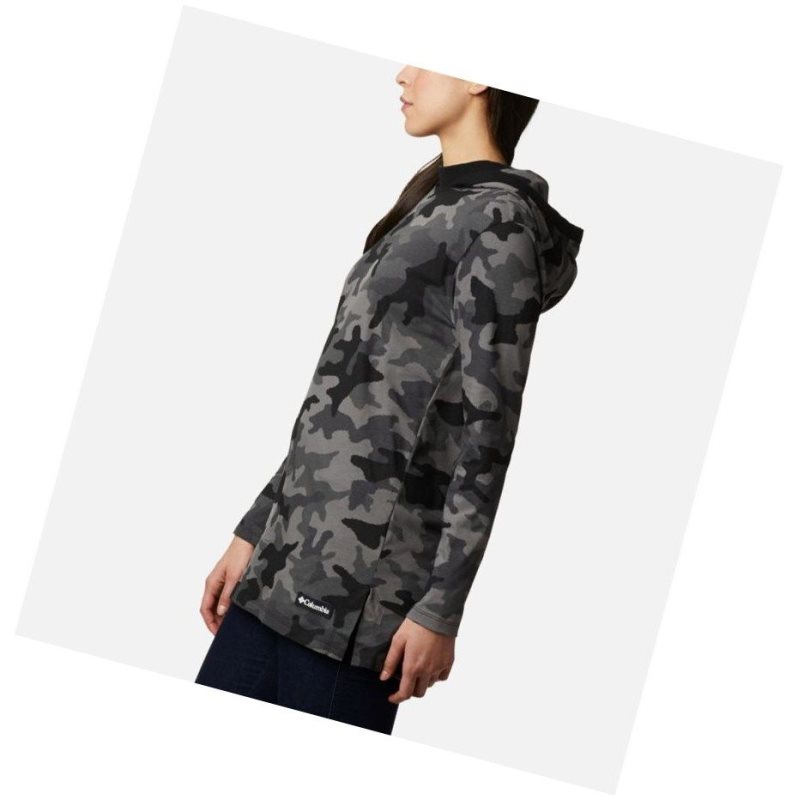 Bluza Columbia Lodge Hooded Tunic Damskie Czarne Camo | 75QLGEKHW