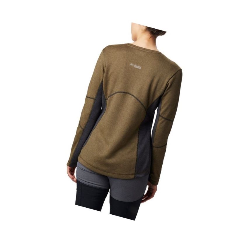 Bluza Columbia Mount Defiance Long Sleeve Knit Damskie Oliwkowe Czarne | 43TAOWGYM