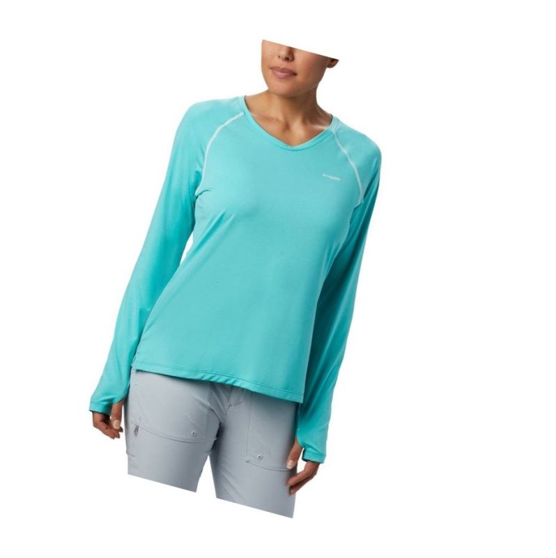 Bluza Columbia PFG Tamiami Heather Knit Long Sleeve Damskie Białe | 80ODCHPZK