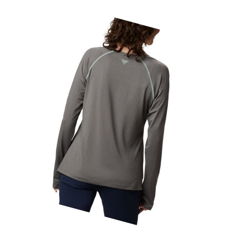 Bluza Columbia PFG Tamiami Heather Knit Long Sleeve Damskie Szare Mięta | 68KPXUIHQ