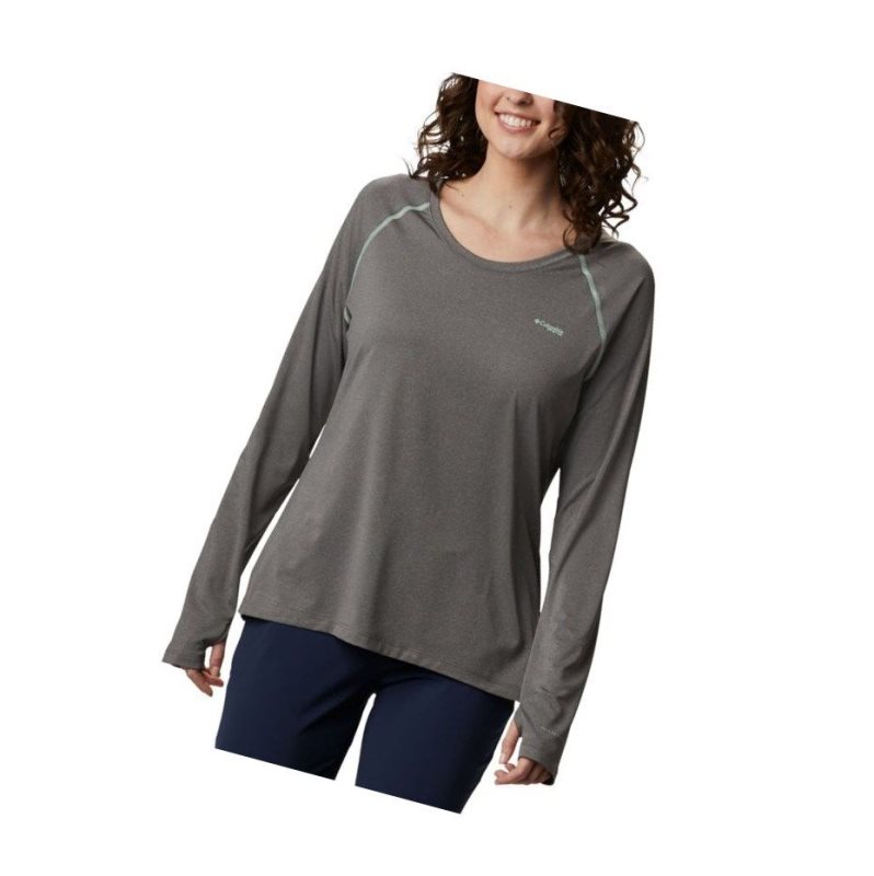 Bluza Columbia PFG Tamiami Heather Knit Long Sleeve Damskie Szare Mięta | 68KPXUIHQ