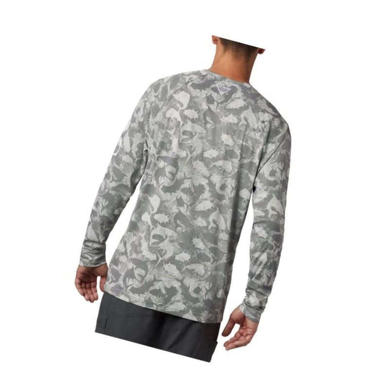 Bluza Columbia PFG Terminal Deflector Printed Long Sleeve Męskie Szare Camo | 97CFLTZNA