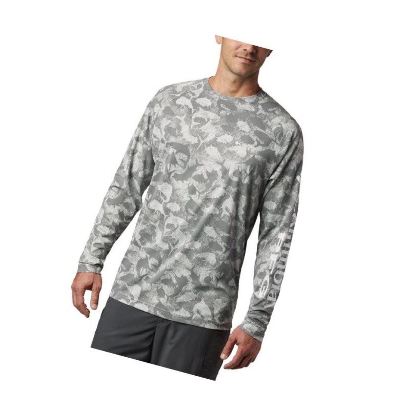 Bluza Columbia PFG Terminal Deflector Printed Long Sleeve Męskie Szare Camo | 97CFLTZNA