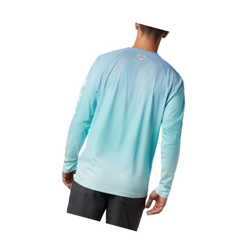 Bluza Columbia PFG Terminal Deflector Printed Long Sleeve Męskie Głęboka Turkusowe | 85RJYOHGB