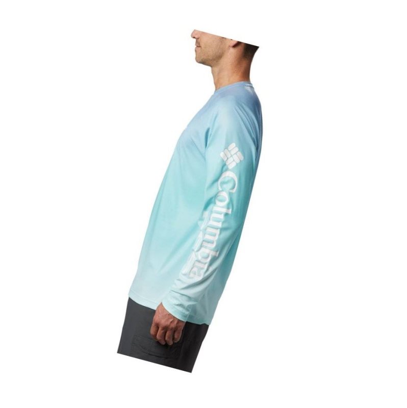 Bluza Columbia PFG Terminal Deflector Printed Long Sleeve Męskie Głęboka Turkusowe | 85RJYOHGB