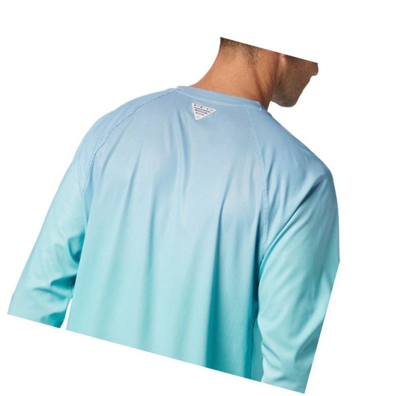 Bluza Columbia PFG Terminal Deflector Printed Long Sleeve Męskie Głęboka Turkusowe | 85RJYOHGB