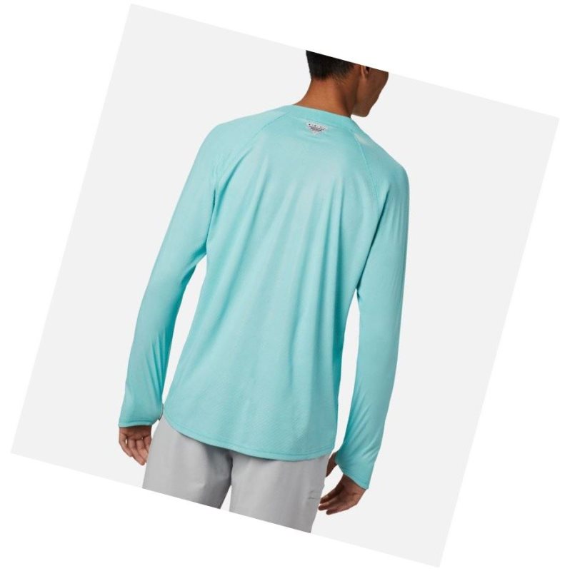 Bluza Columbia PFG Terminal Deflector Zero Mock Long Sleeve Męskie Głęboka Turkusowe | 48VXDZJCB