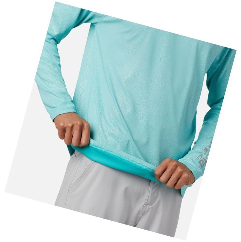 Bluza Columbia PFG Terminal Deflector Zero Mock Long Sleeve Męskie Głęboka Turkusowe | 48VXDZJCB