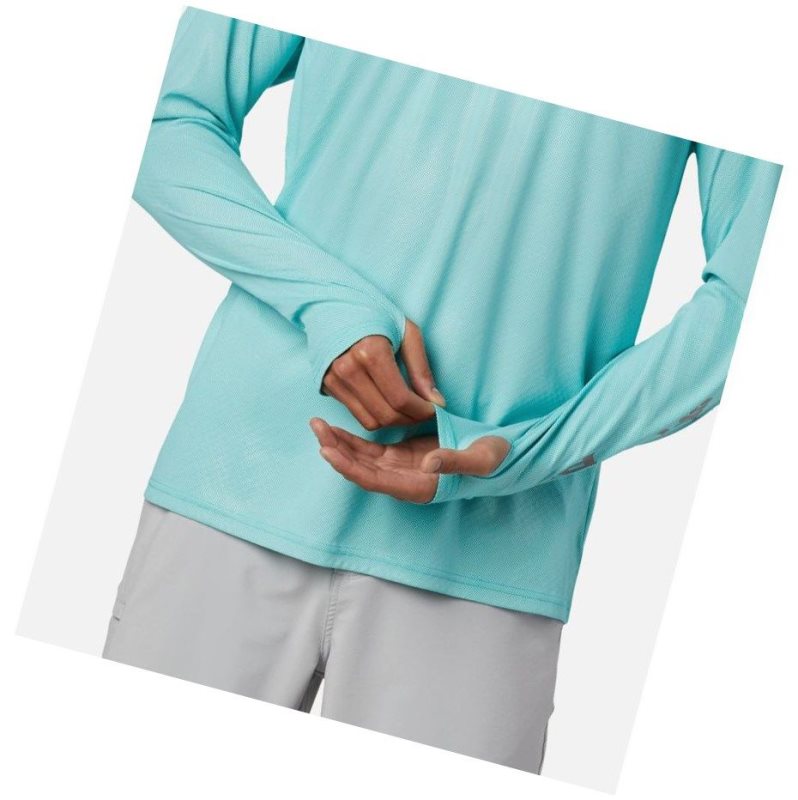 Bluza Columbia PFG Terminal Deflector Zero Mock Long Sleeve Męskie Głęboka Turkusowe | 48VXDZJCB