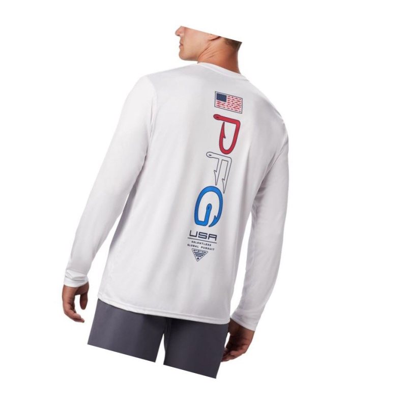 Bluza Columbia PFG Terminal Tackle Americana Long Sleeve Męskie Białe | 09KMRCXTB