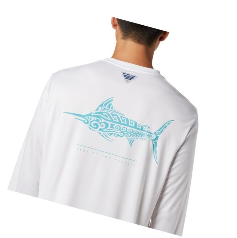 Bluza Columbia PFG Terminal Tackle Tribal Fish Long Sleeve Męskie Białe | 58VNCDALF