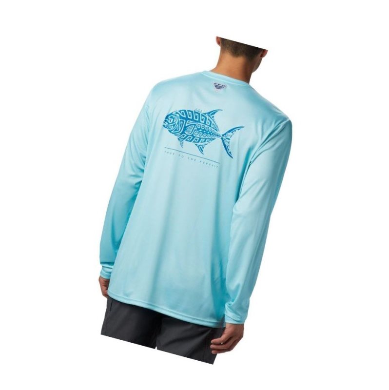 Bluza Columbia PFG Terminal Tackle Tribal Fish Long Sleeve Męskie Niebieskie | 37PGABDHX