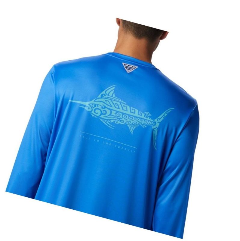 Bluza Columbia PFG Terminal Tackle Tribal Fish Long Sleeve Męskie Niebieskie | 91BXDOQGP