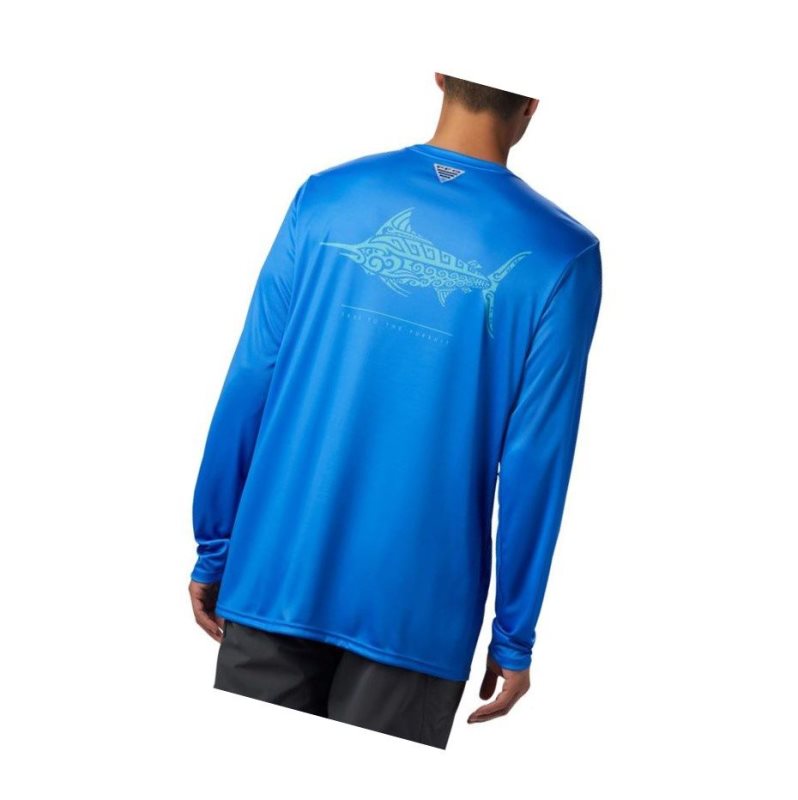 Bluza Columbia PFG Terminal Tackle Tribal Fish Long Sleeve Męskie Niebieskie | 91BXDOQGP