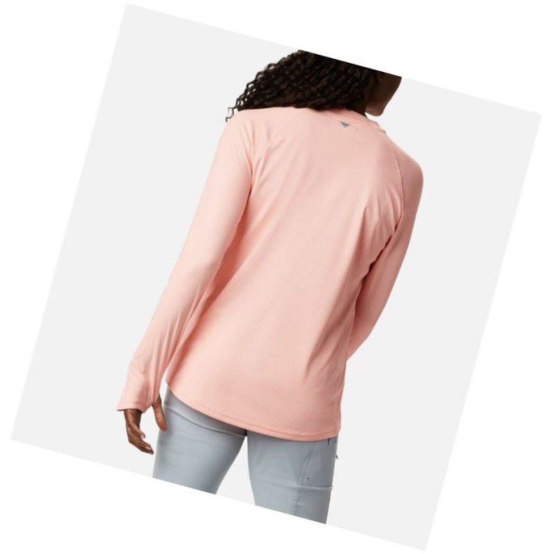 Bluza Columbia PFG Tidal Deflector Zero Mock Long Sleeve Damskie Różowe | 97HRACWOL