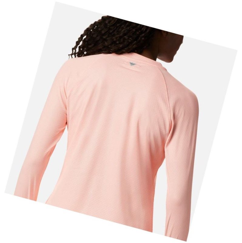 Bluza Columbia PFG Tidal Deflector Zero Mock Long Sleeve Damskie Różowe | 97HRACWOL