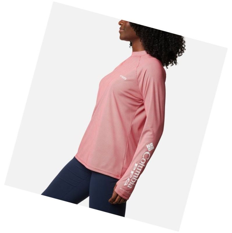 Bluza Columbia PFG Tidal Deflector Zero Mock Long Sleeve Damskie Czerwone | 56QIHFXAW