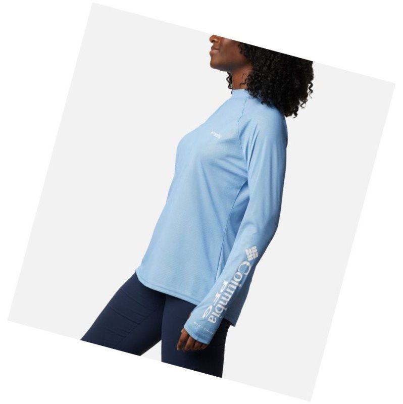 Bluza Columbia PFG Tidal Deflector Zero Mock Long Sleeve Damskie Lazur Niebieskie | 24RGMOAZH