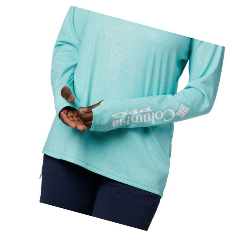 Bluza Columbia PFG Tidal Deflector Zero Mock Long Sleeve Damskie Niebieskie | 18MOXITDC