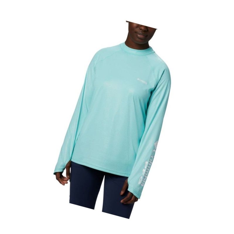 Bluza Columbia PFG Tidal Deflector Zero Mock Long Sleeve Damskie Niebieskie | 18MOXITDC