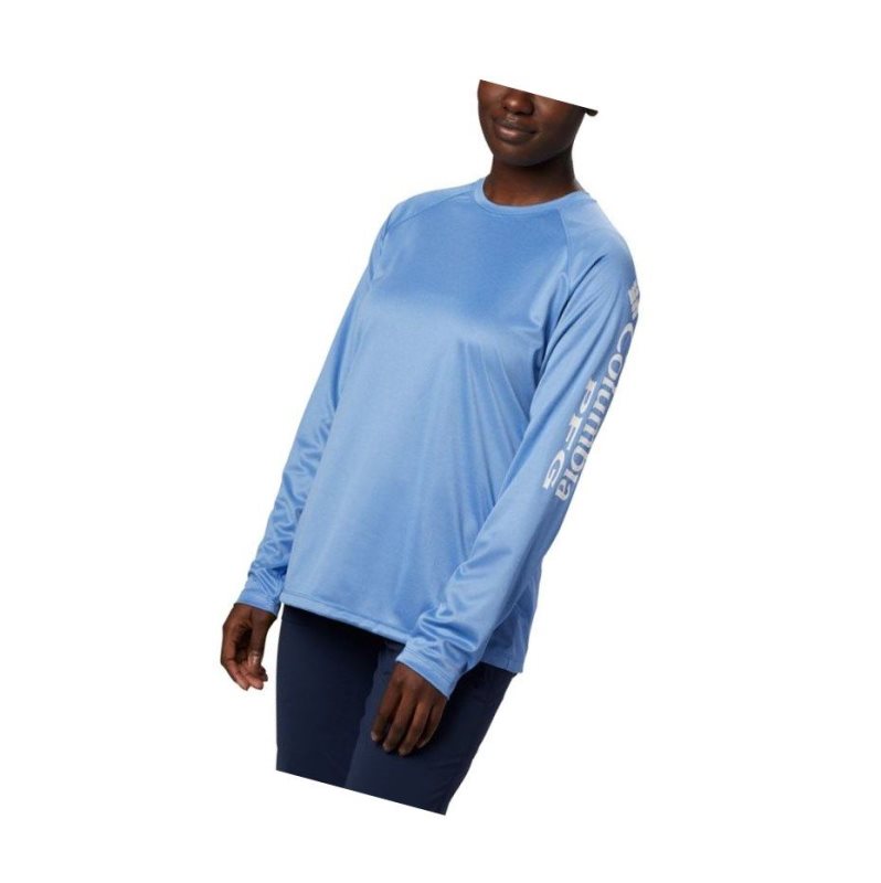 Bluza Columbia PFG Tidal Heather Long Sleeve Damskie Niebieskie Białe | 92LEQIFXK