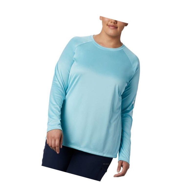 Bluza Columbia PFG Tidal II Long Sleeve Plus Size Damskie Niebieskie Białe | 81ZUCMVDY