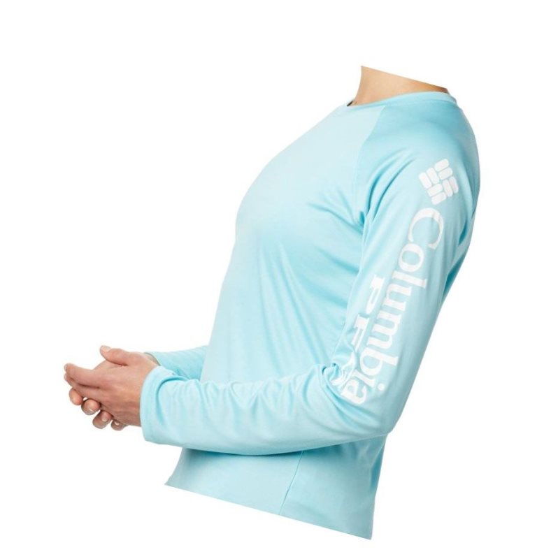 Bluza Columbia PFG Tidal II Long Sleeve Damskie Niebieskie Białe | 59BTDSNME