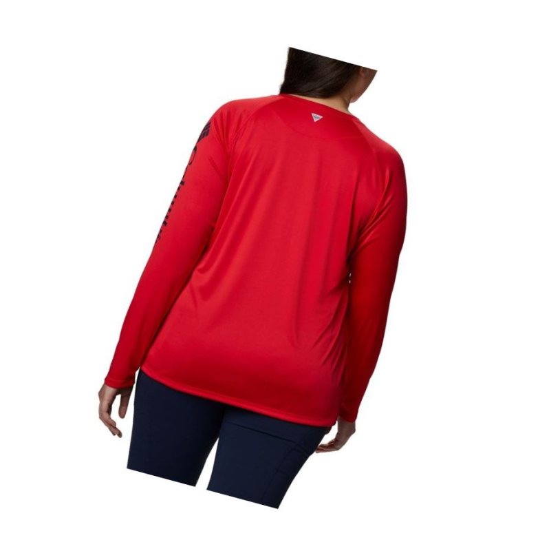 Bluza Columbia PFG Tidal II Long Sleeve Plus Size Damskie Czerwone Granatowe | 49UJXPKBZ