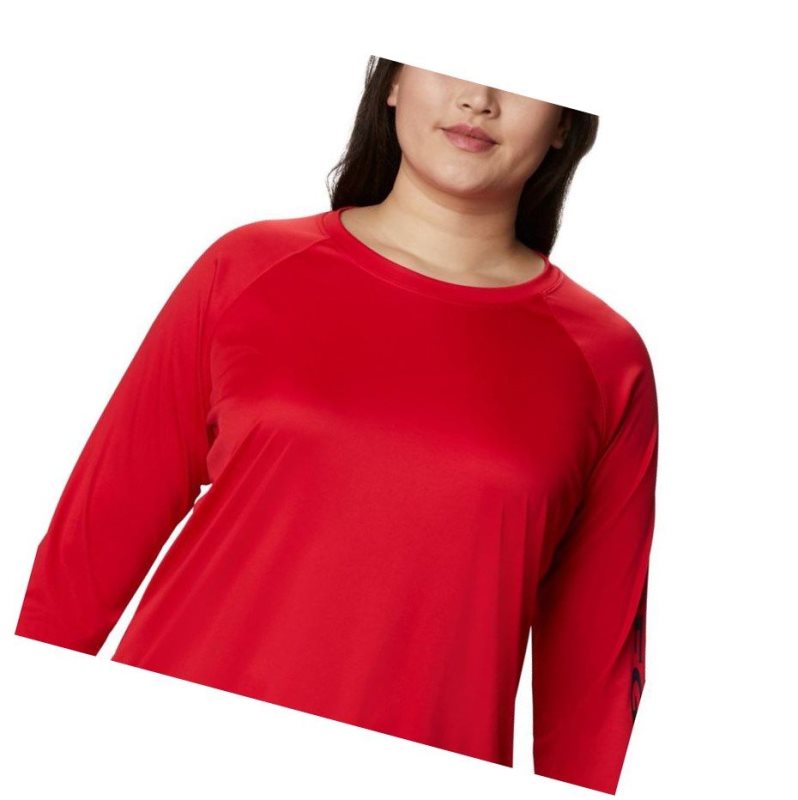 Bluza Columbia PFG Tidal II Long Sleeve Plus Size Damskie Czerwone Granatowe | 49UJXPKBZ