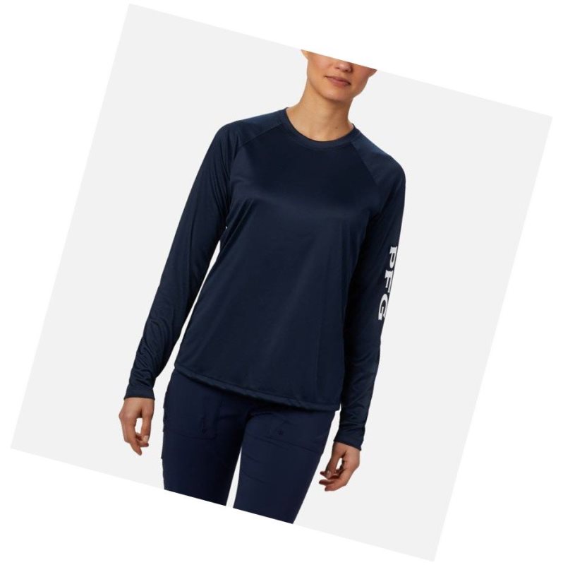 Bluza Columbia PFG Tidal II Long Sleeve Damskie Granatowe Białe | 38FXZICMU