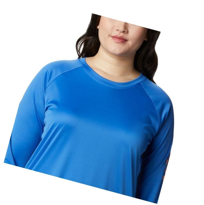 Bluza Columbia PFG Tidal II Long Sleeve Plus Size Damskie Niebieskie Głęboka Koralowe | 05JTNBIWK