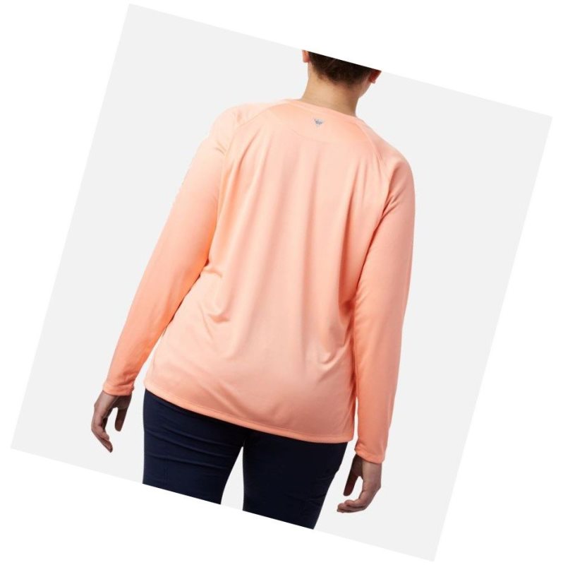 Bluza Columbia PFG Tidal II Long Sleeve Plus Size Damskie Różowe Białe | 04XAMCRLY