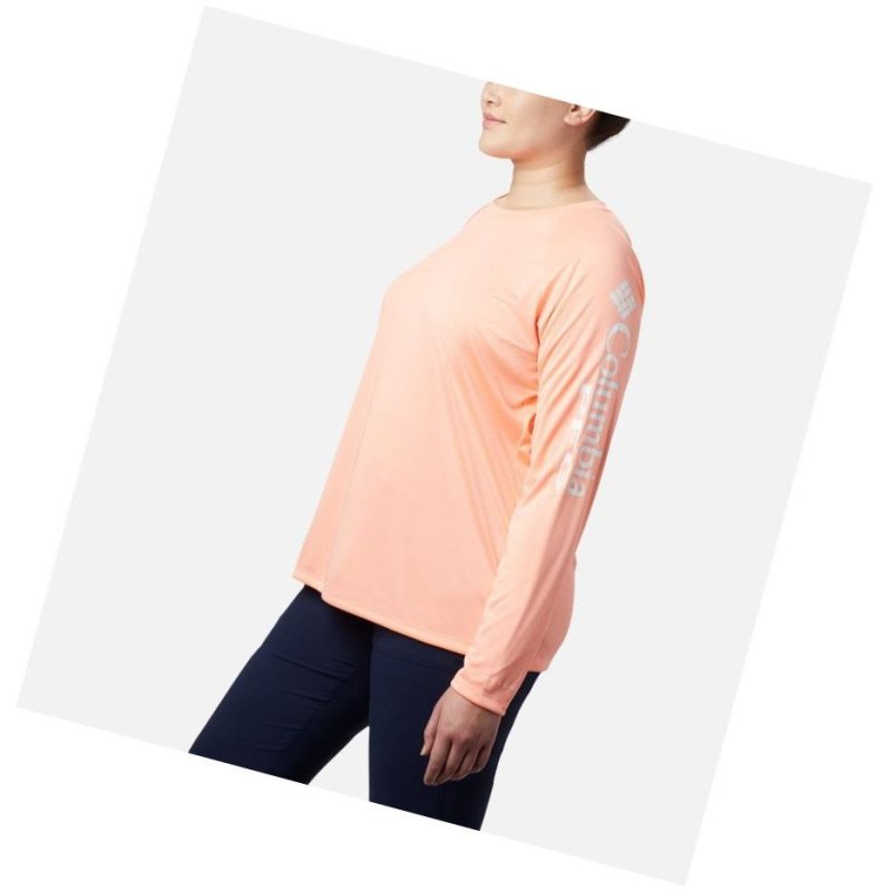 Bluza Columbia PFG Tidal II Long Sleeve Plus Size Damskie Różowe Białe | 04XAMCRLY