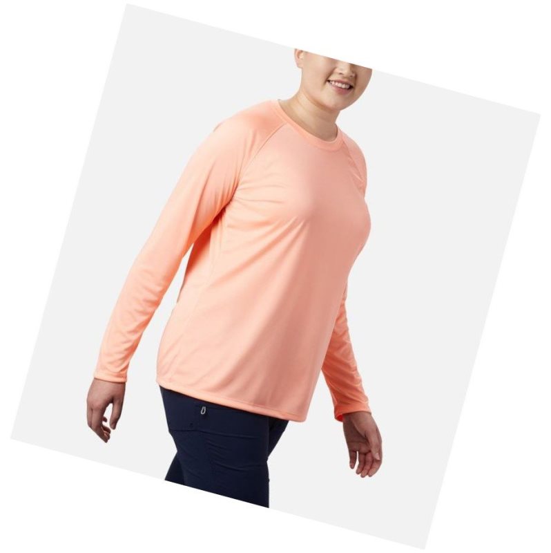 Bluza Columbia PFG Tidal II Long Sleeve Plus Size Damskie Różowe Białe | 04XAMCRLY