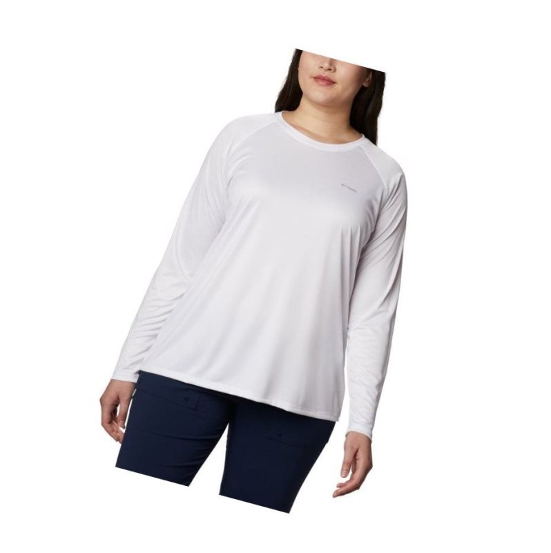 Bluza Columbia PFG Tidal Long Sleeve Printed Fish Plus Size Damskie Białe | 92RVSTKEP