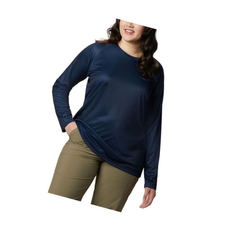 Bluza Columbia PFG Tidal Long Sleeve Printed Fish Plus Size Damskie Granatowe Białe | 08CMFVEXN