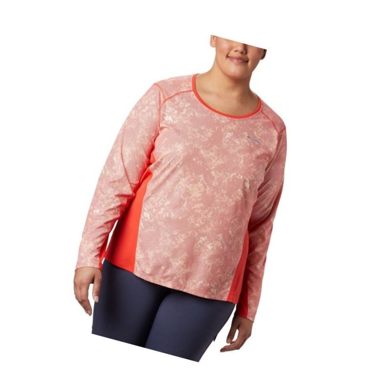 Bluza Columbia Solar Chill 2.0 Long Sleeve Plus Size Damskie Czerwone | 07JAQUEOR