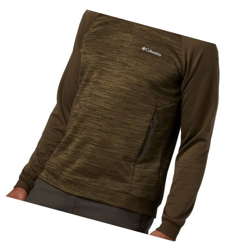 Bluza Columbia Tech Trail Midlayer Crew Męskie Oliwkowe | 92KBEDCOM