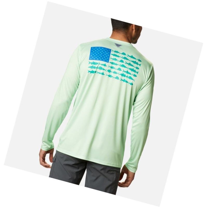 Bluza Columbia Terminal Tackle PFG Fish Flag Long Sleeve Męskie Turkusowe Zielone | 82CKTEZAP