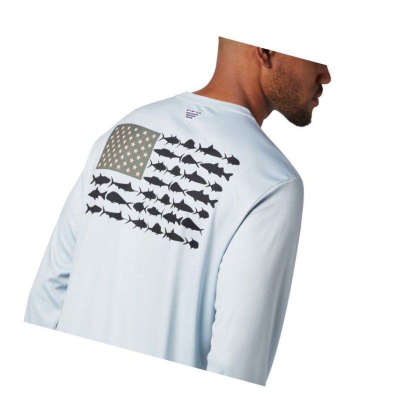 Bluza Columbia Terminal Tackle PFG Fish Flag Long Sleeve Męskie Szare | 70DLZGOFU