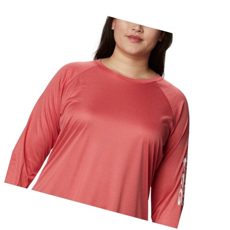 Bluza Columbia Tidal Heather Long Sleeve Damskie Czerwone Białe | 69CVBIFJE