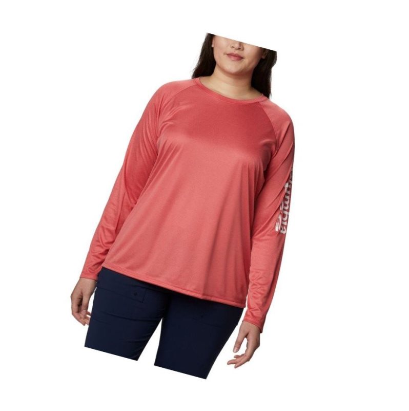 Bluza Columbia Tidal Heather Long Sleeve Damskie Czerwone Białe | 69CVBIFJE