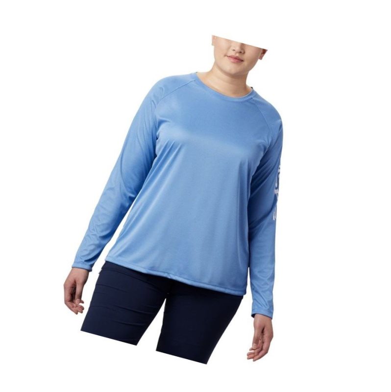 Bluza Columbia Tidal Heather Long Sleeve Damskie Niebieskie Białe | 61DLTSMWB