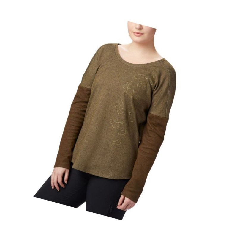 Bluza Columbia Times Two Novelty Knit Long Sleeve Damskie Oliwkowe | 95LNJRFOM