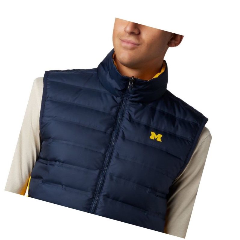 Kamizelka Columbia Collegiate Lake 22 Reversible - Michigan Męskie Granatowe Żółte | 50BKDENYJ