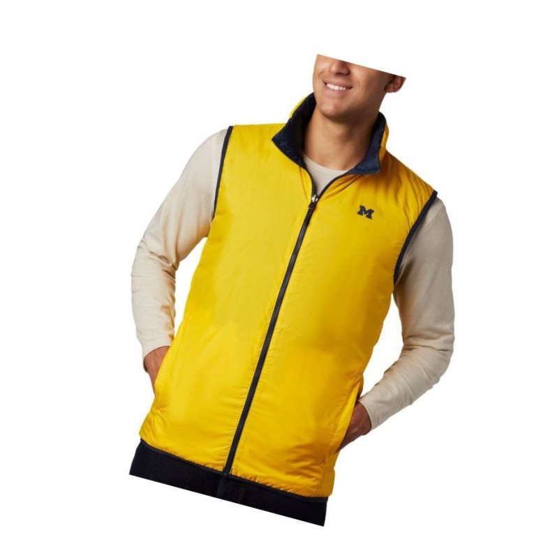 Kamizelka Columbia Collegiate Lake 22 Reversible - Michigan Męskie Granatowe Żółte | 50BKDENYJ