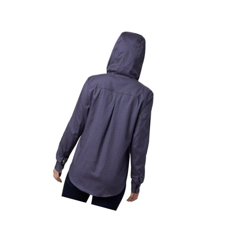 Koszule Columbia Anytime Stretch Hooded Long Sleeve Damskie Granatowe | 32ESATJOK